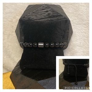 New Men’s Natural Stone Beads Adjustable Drawstring Bracelet